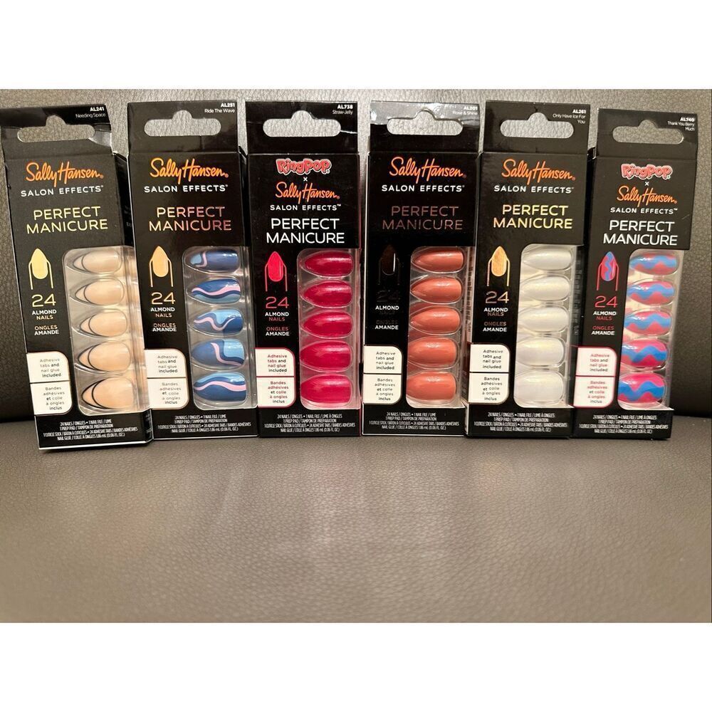 Sally Hansen 6 Sets of Almond Shaped Press On Nails New